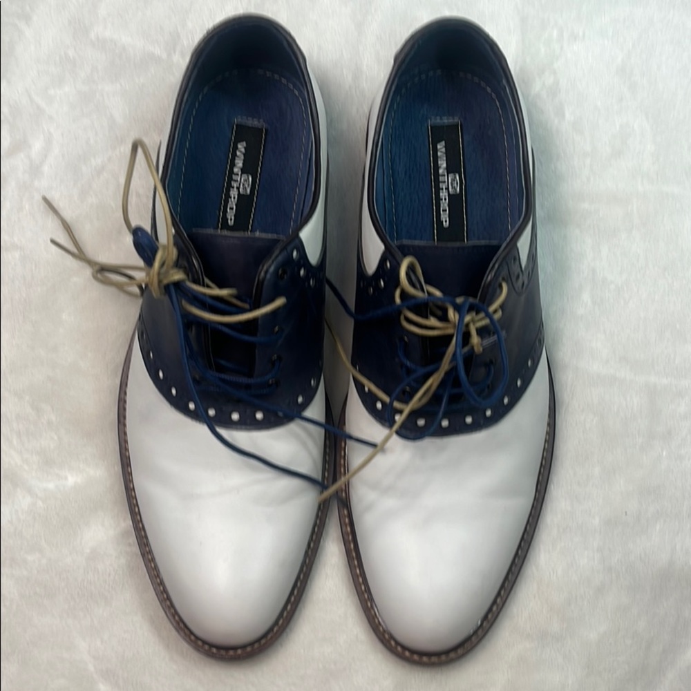 Winthrop Phillips Stylish White and Blue Men's Oxfords